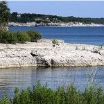 Rock island in a lake