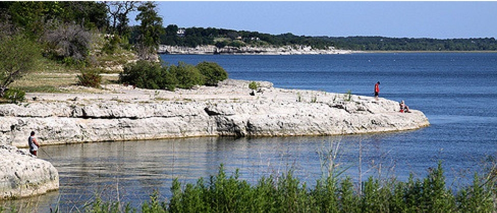 Rock island in a lake
